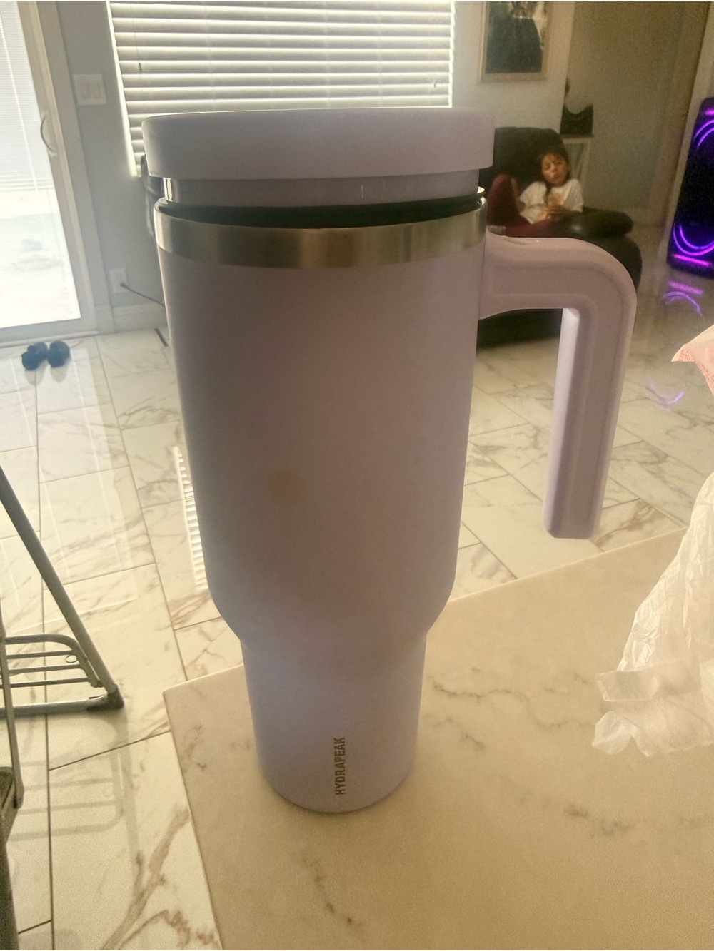 Hydro Flask Lilac Travel Mug with Handle - Stainless Accent